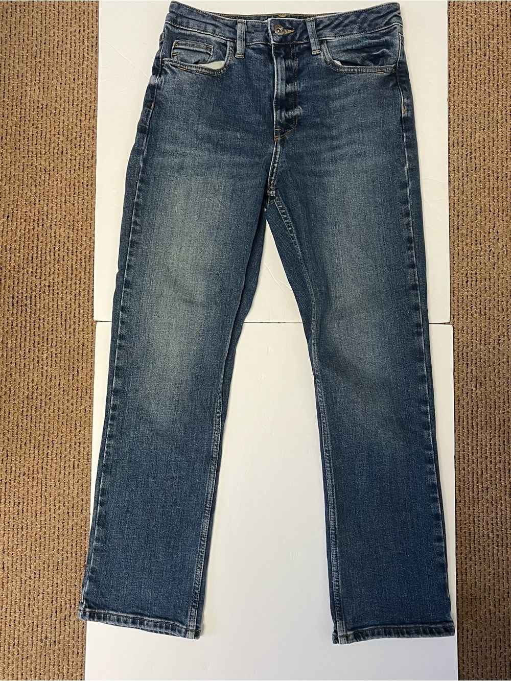 ZARA Women’s Jeans Blue Denim Slim Fit High Rise Straight Leg Stretch Size 4